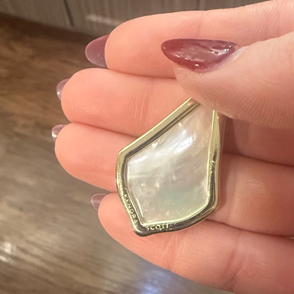 Kendra Scott Silver and Cream Drop Earrings - Picture 5 of 5